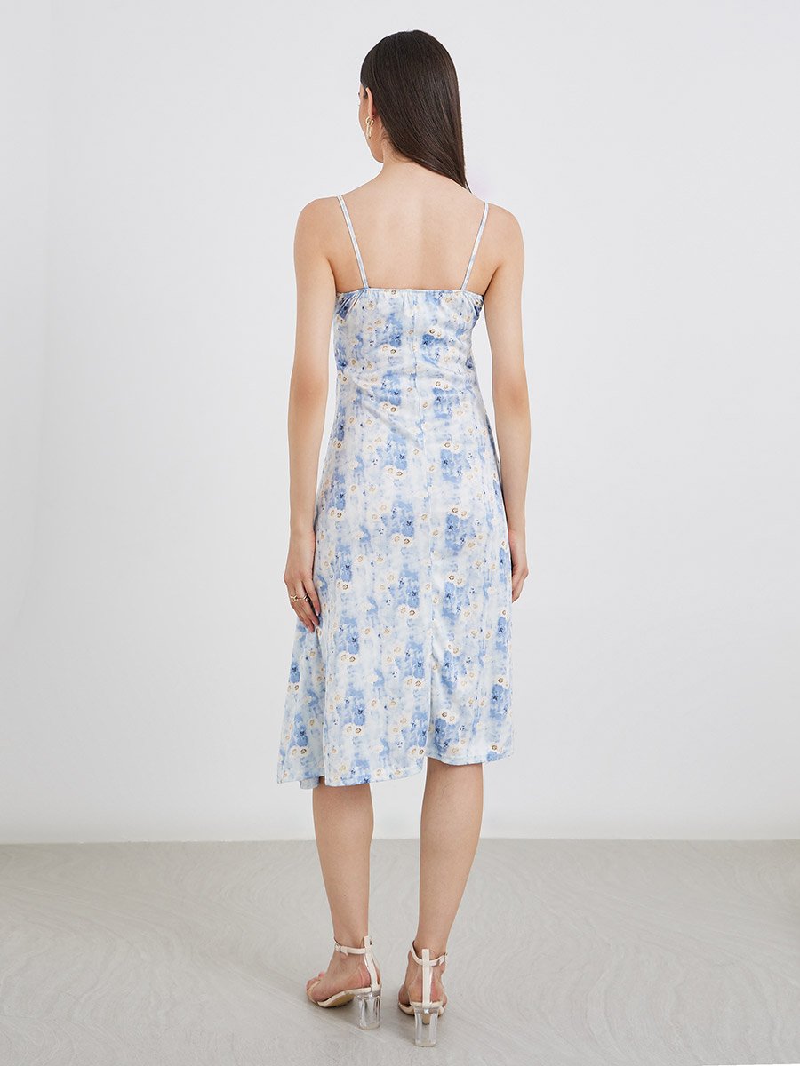 Women Tie-Dye Print Strappy Knee Length Dress For Women at Bahrain