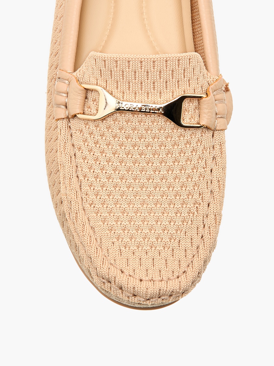 Textured Slip-On Loafers with Metal Accent