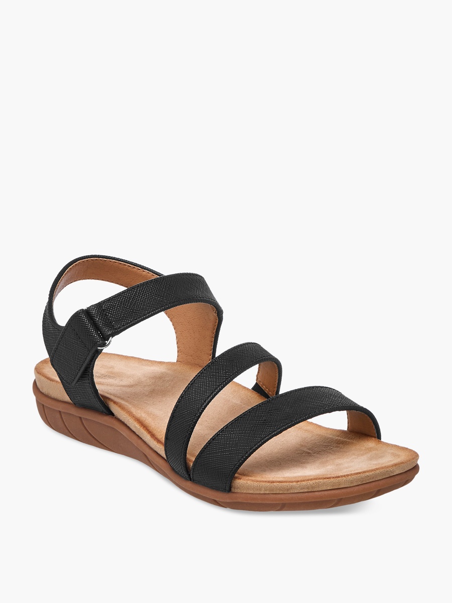 Textured Strap Sandals with Hook and Loop Closure