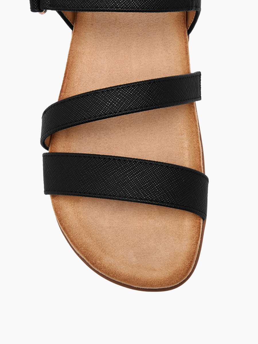 Textured Strap Sandals with Hook and Loop Closure