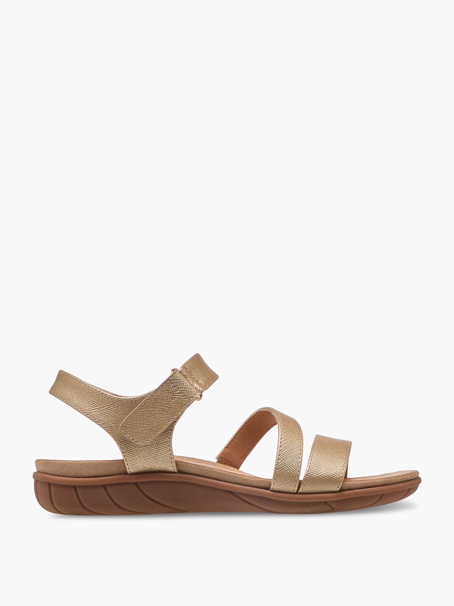 Textured Strap Sandals with Hook and Loop Closure