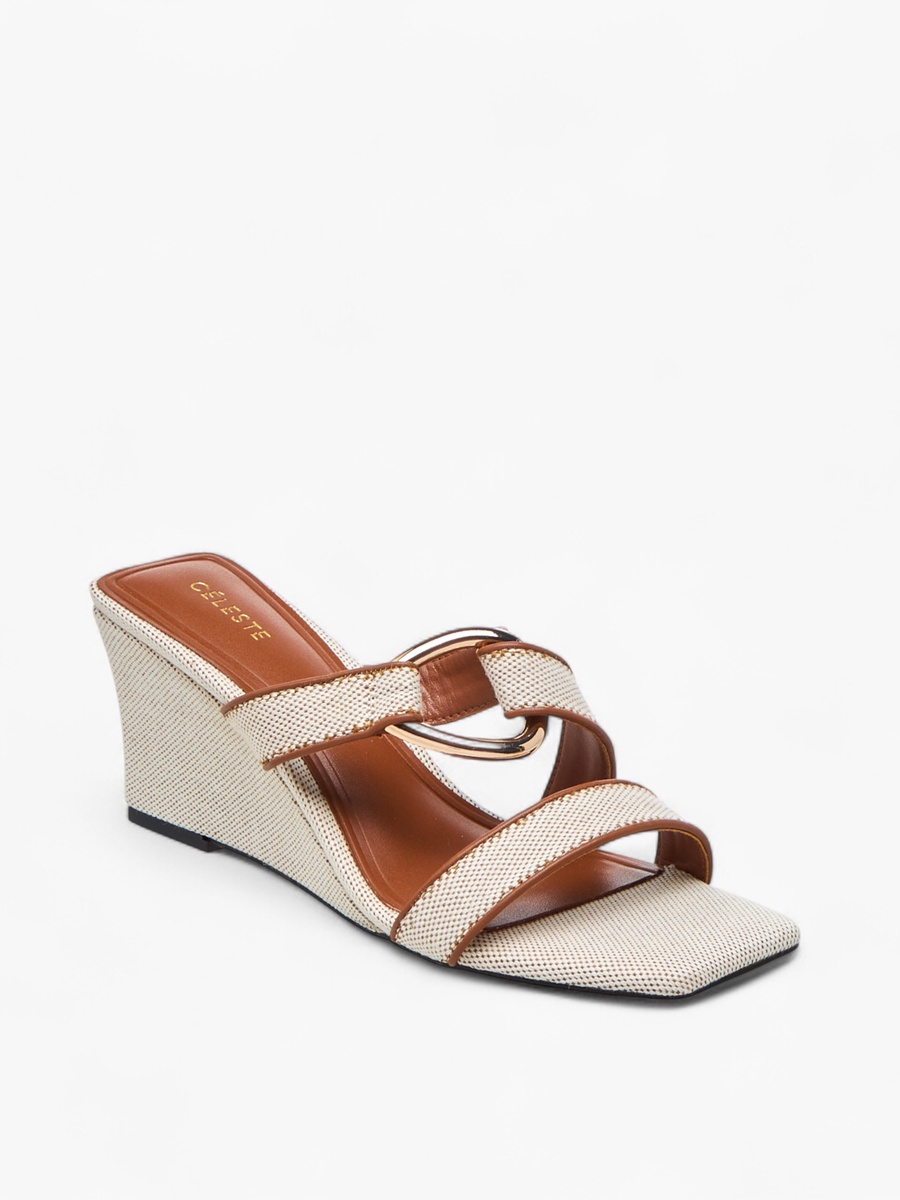 Women Textured Slip-On Sandal with Wedge Heel