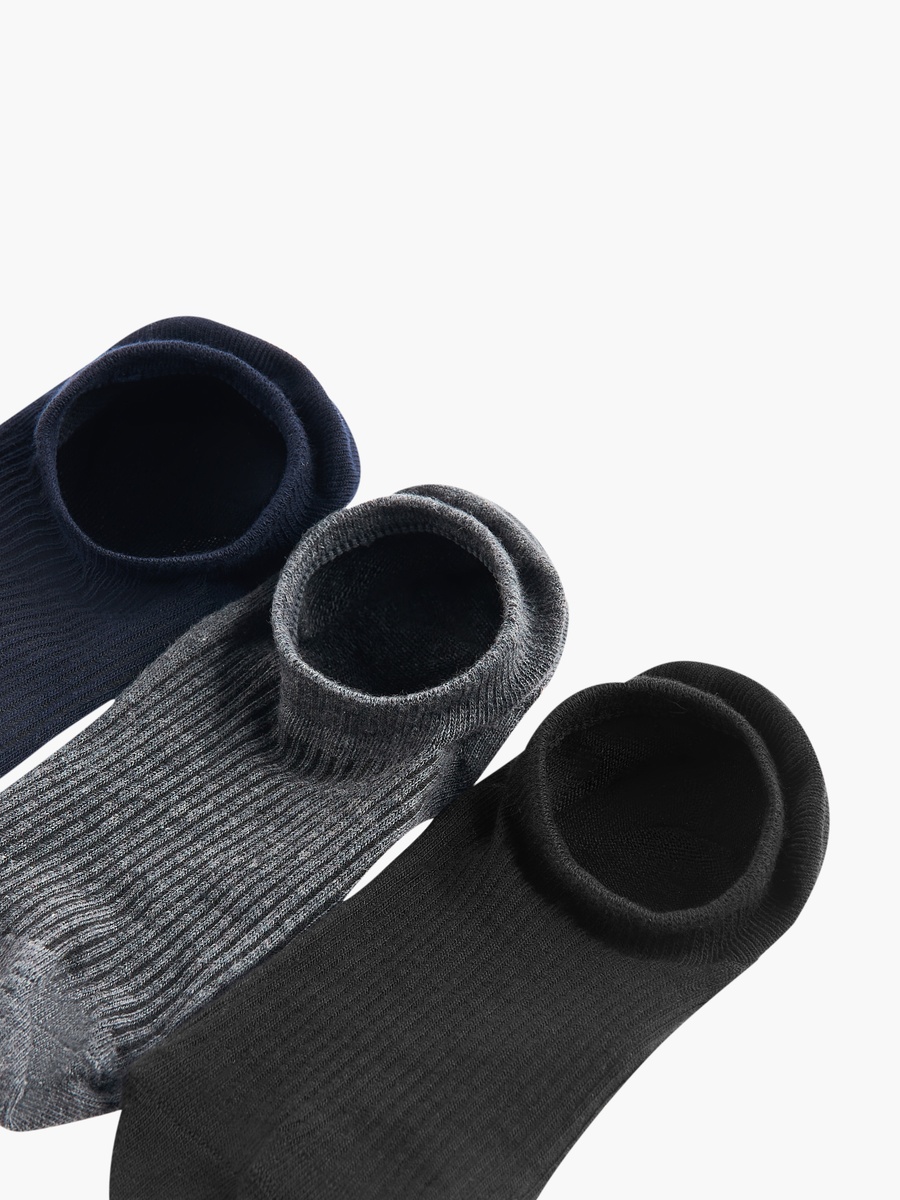 Logo Print Non-Terry No Show Socks - Set of 3