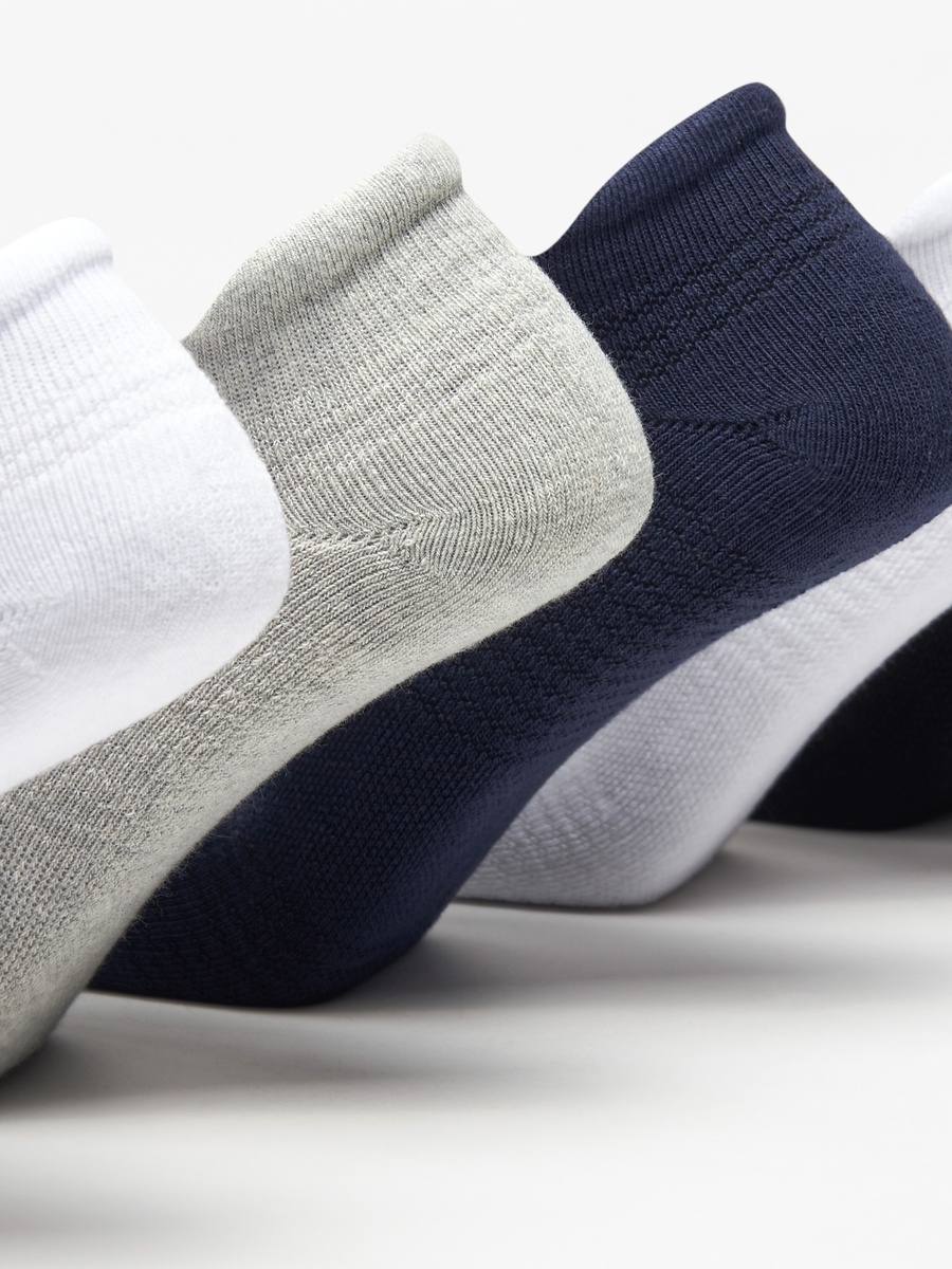 Logo Detail Ankle Length Sports Socks - Set of 5