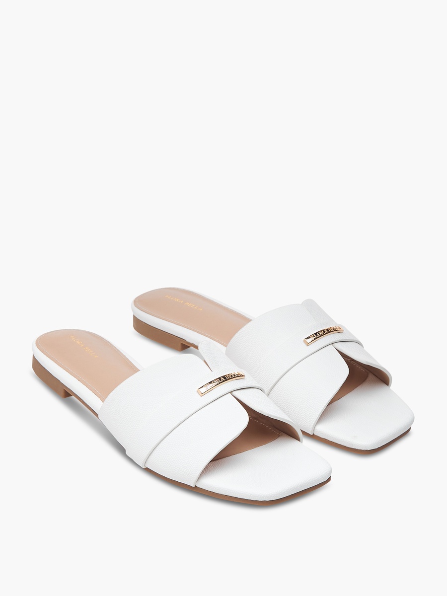 Metal Accent Slip-On Flat Sandals