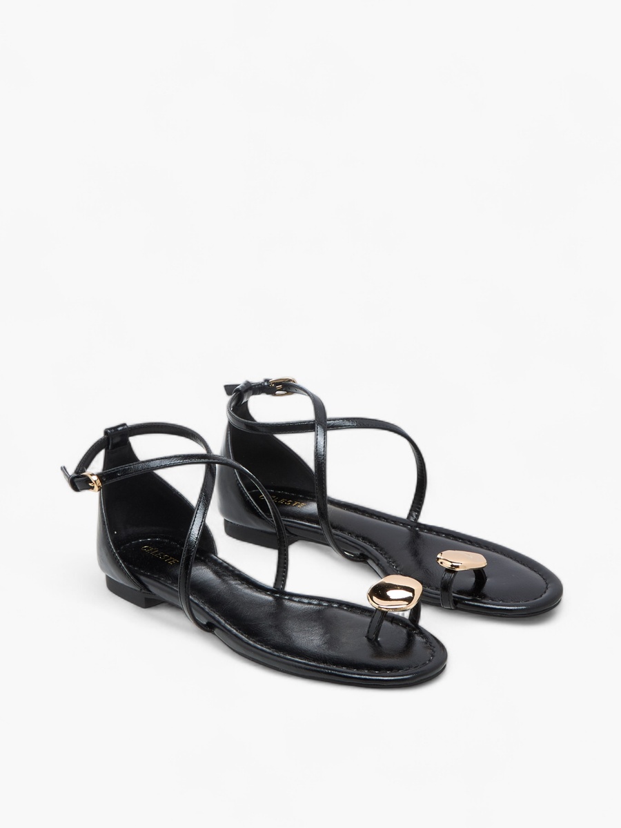 Women Printed Cross Strap Sandals with Buckle Closure
