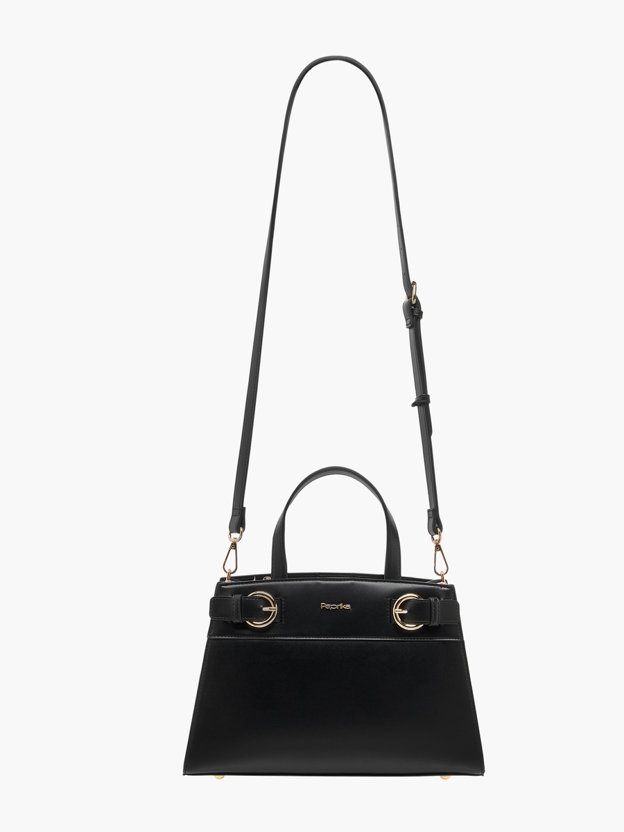 Solid Tote Bag with Zip Closure and Detachable Strap