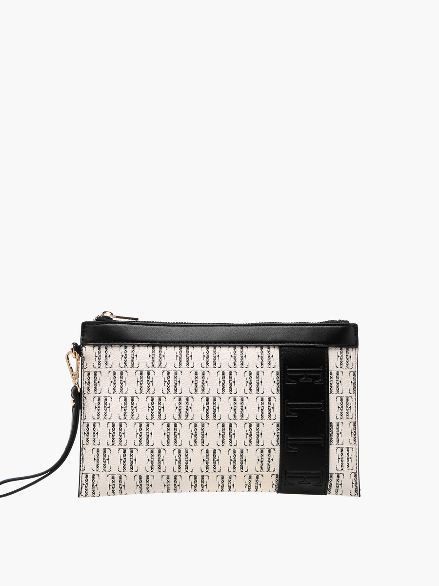 Monogram Print Clutch with Zip Closure