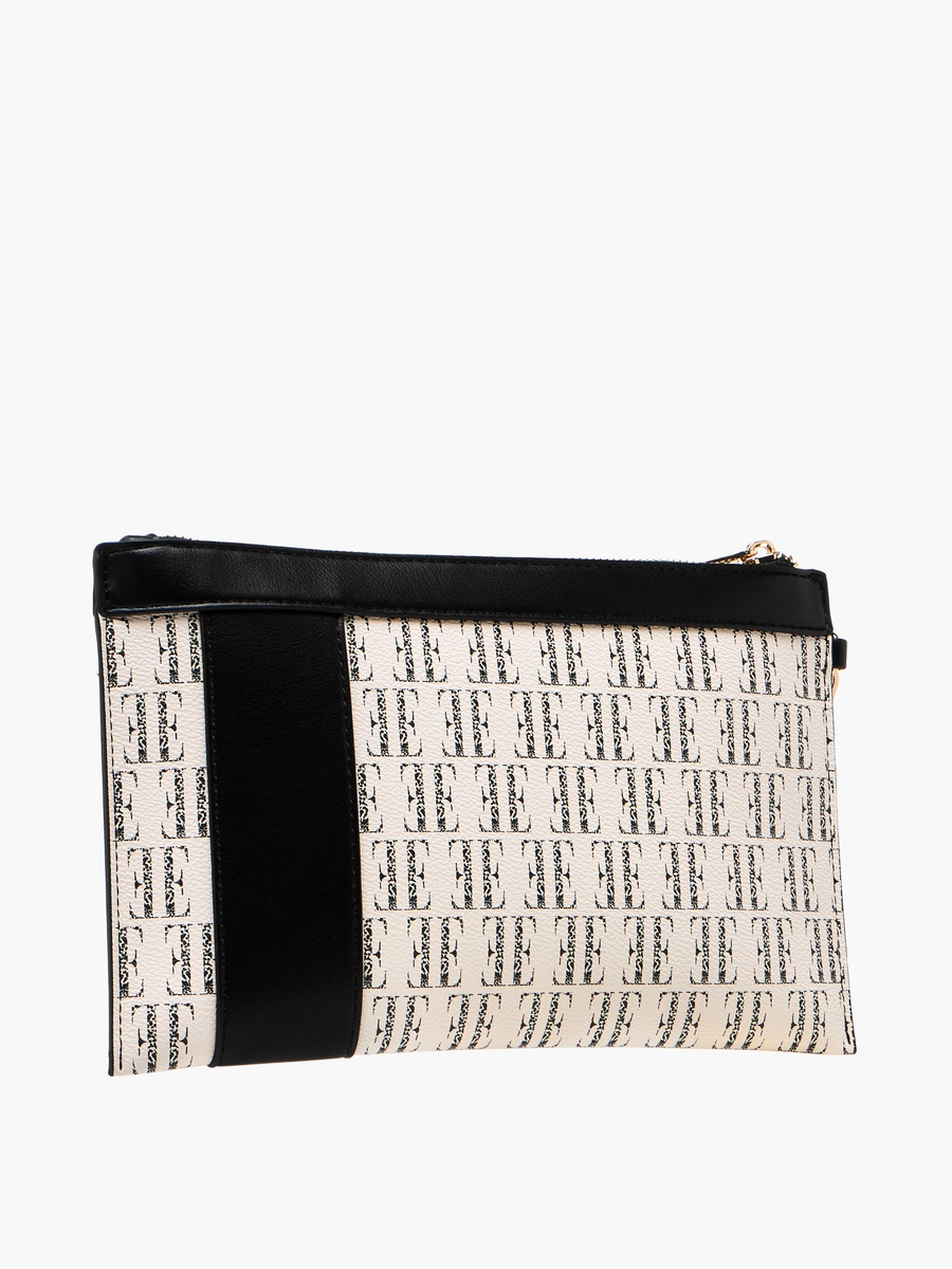Monogram Print Clutch with Zip Closure