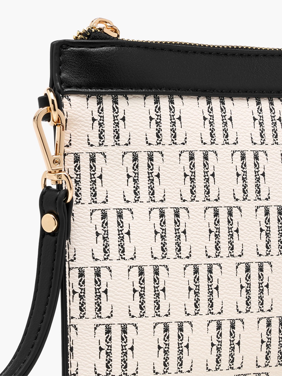 Monogram Print Clutch with Zip Closure