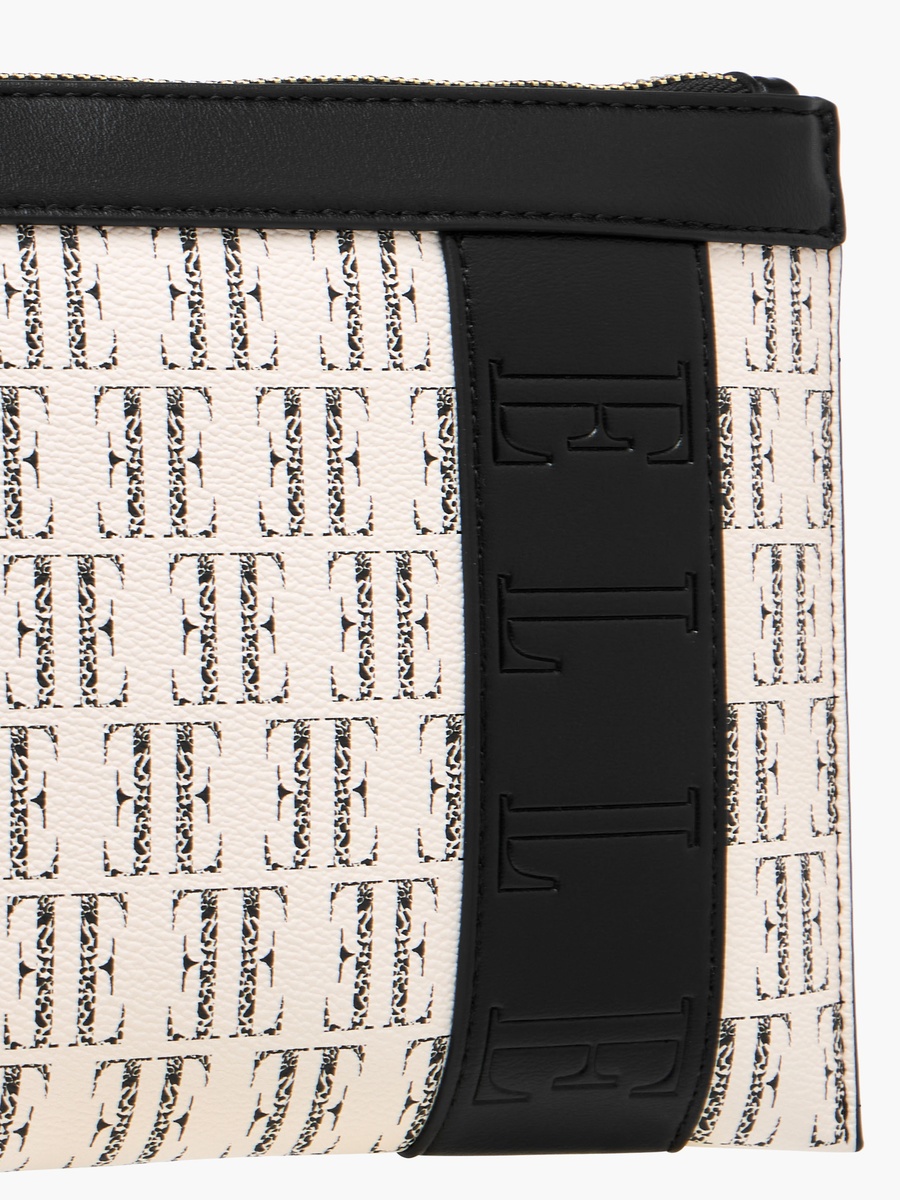 Monogram Print Clutch with Zip Closure
