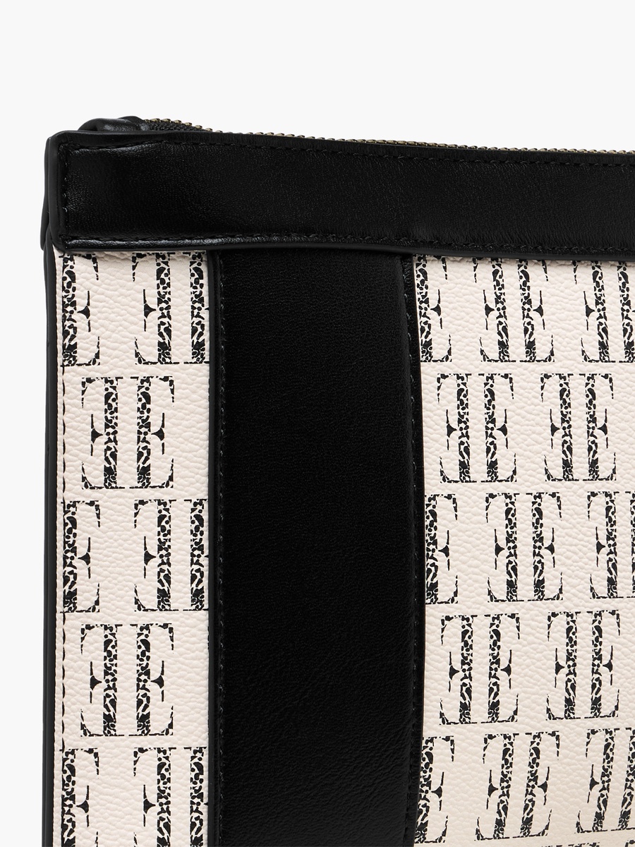 Monogram Print Clutch with Zip Closure