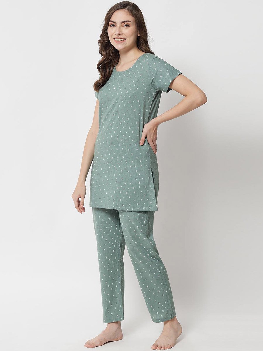 Ditsy Print Longline Top and Pyjama Set