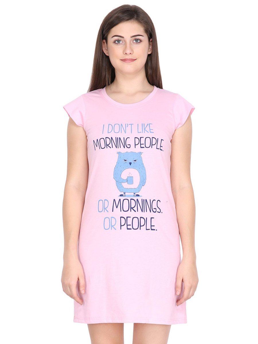 Women Pink Cotton Blend Sleepshirt