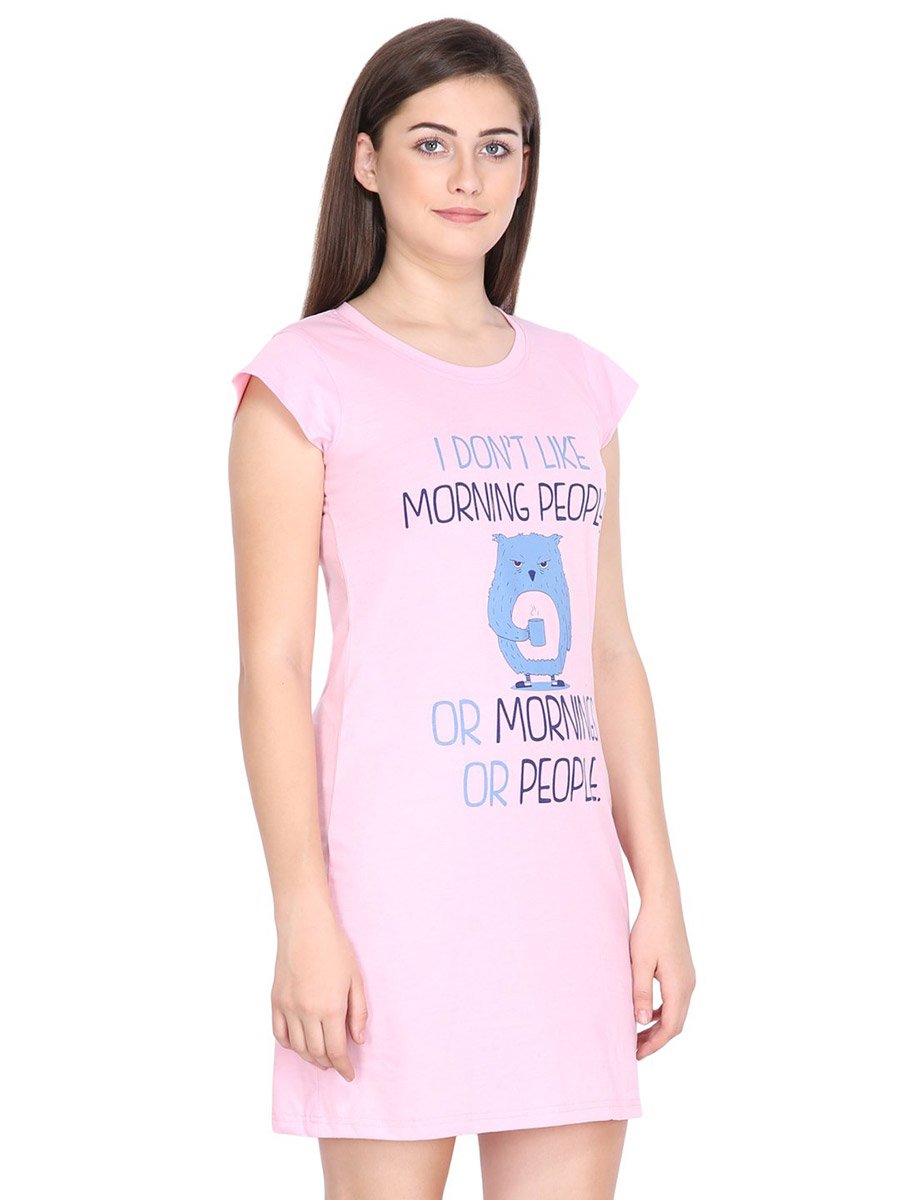 Women Pink Cotton Blend Sleepshirt