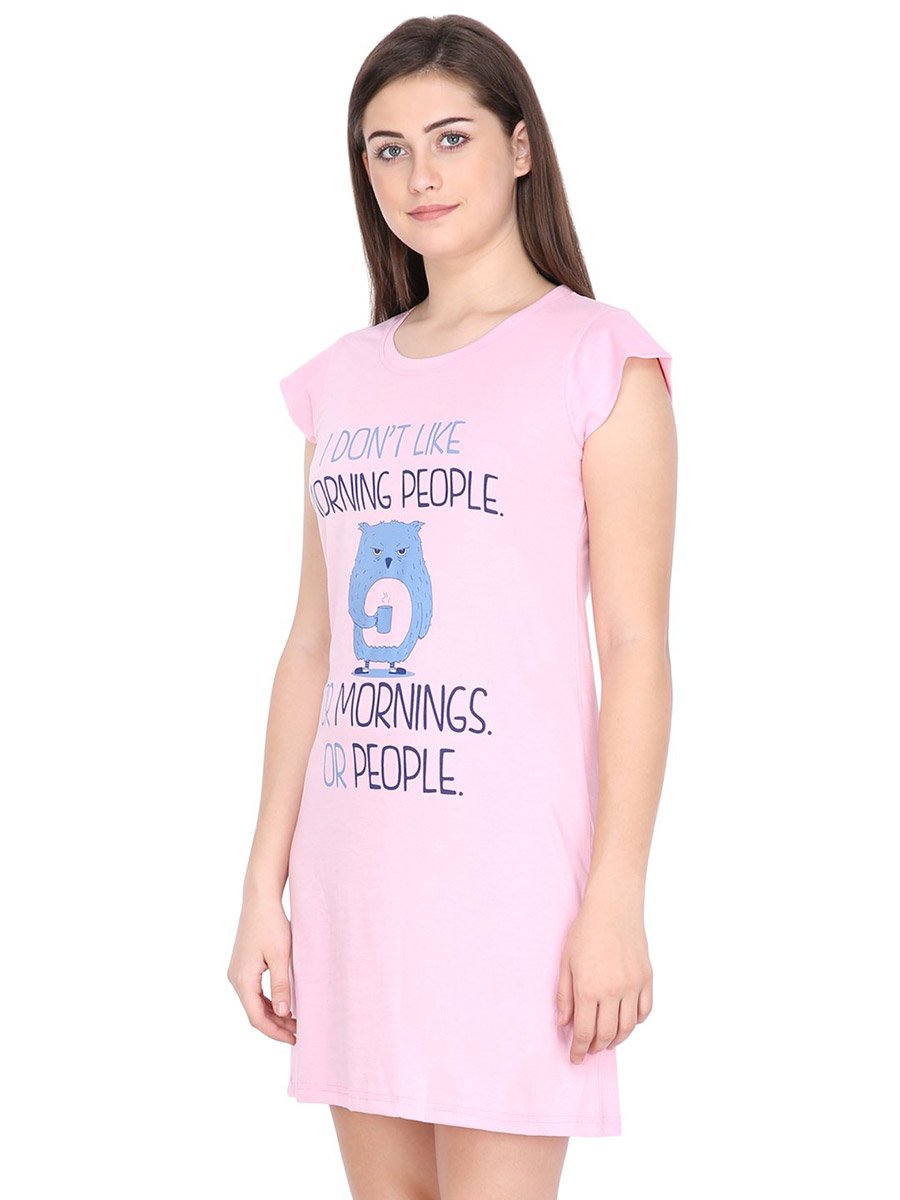 Women Pink Cotton Blend Sleepshirt