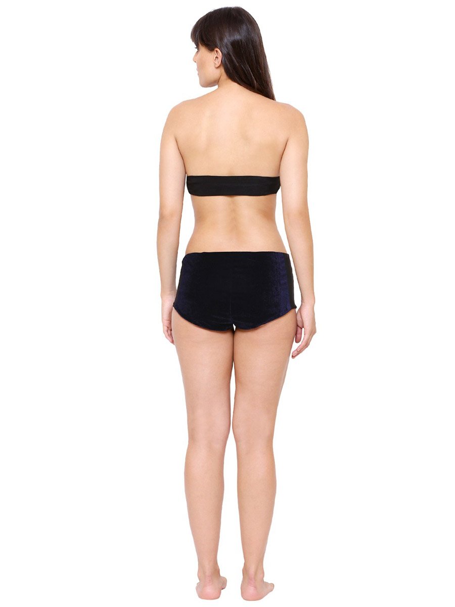 Women Navy Blue Bikini and Sheer Robe Set