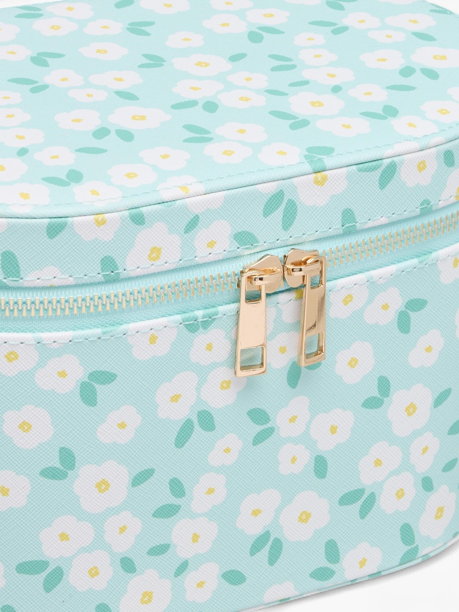 Floral Print Jewellery Box with Zip Closure -  23x15x14 cm