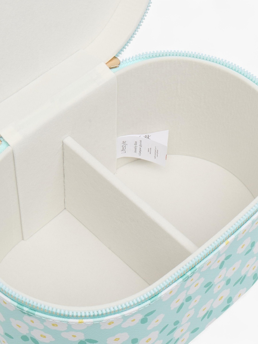 Floral Print Jewellery Box with Zip Closure -  23x15x14 cm