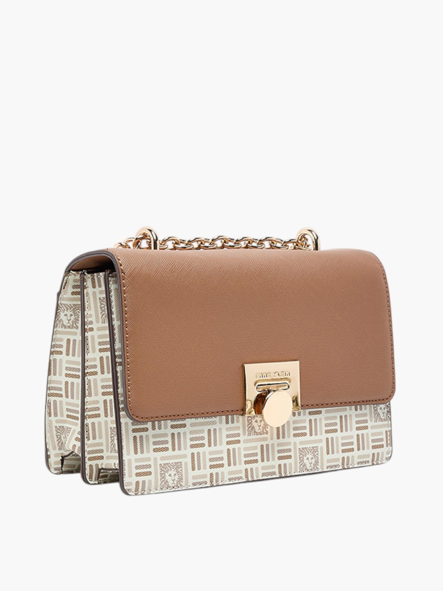 Printed Crossbody Bag with Magnetic Closure and Chain Strap