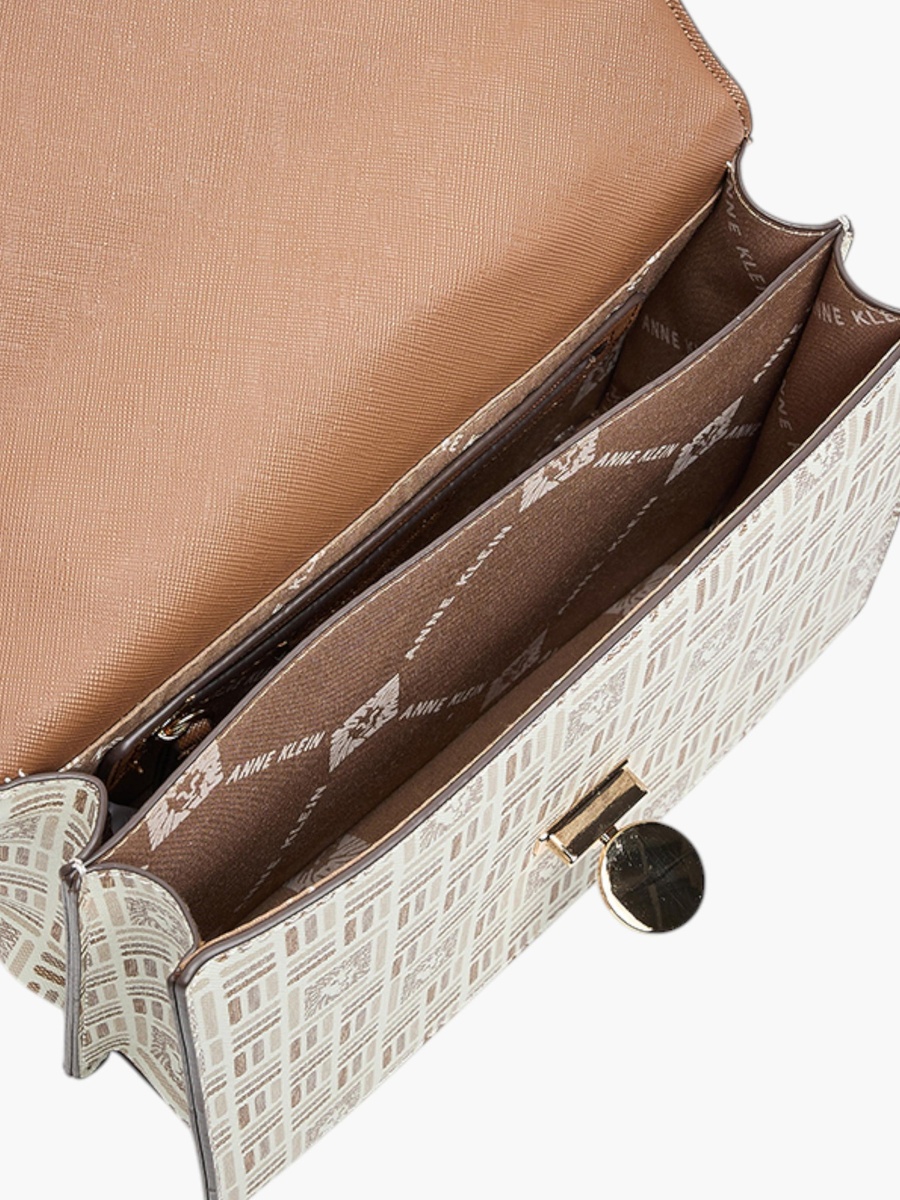 Printed Crossbody Bag with Magnetic Closure and Chain Strap