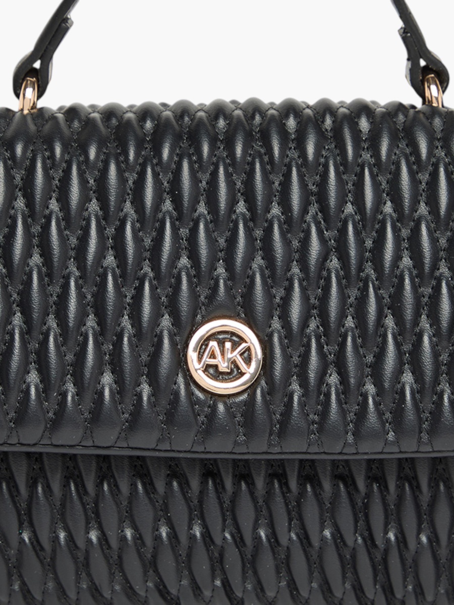 Textured Satchel Bag with Adjustable Strap and Flap Closure