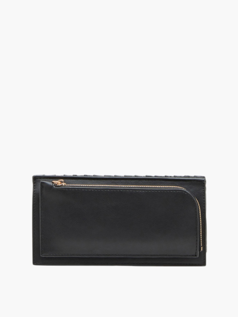 Textured Wallet with Flap Closure