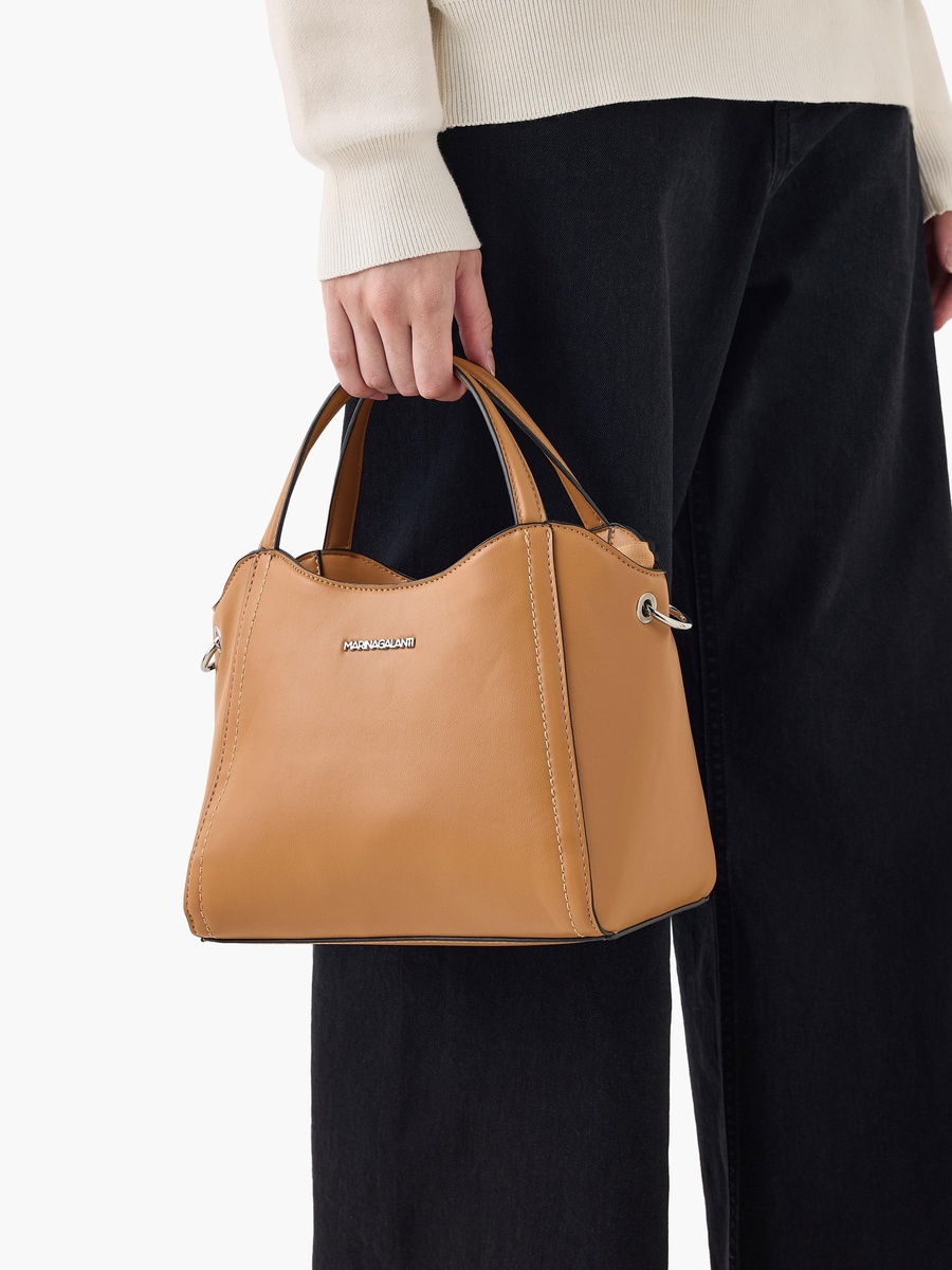Solid Tote Bag with Double Handle and Adjustable Strap
