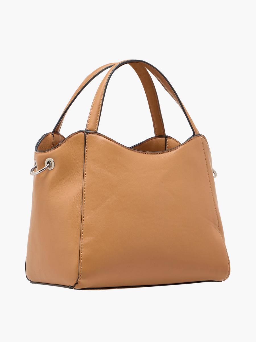 Solid Tote Bag with Double Handle and Adjustable Strap