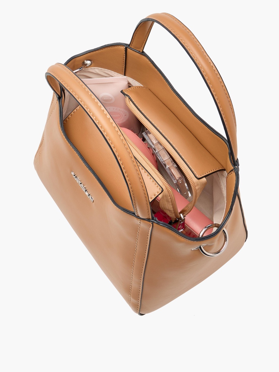 Solid Tote Bag with Double Handle and Adjustable Strap