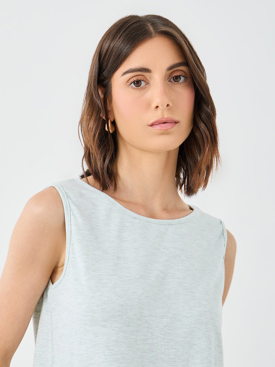 Melange Sleeveless Top and Wide Leg Pants Co-Ords
