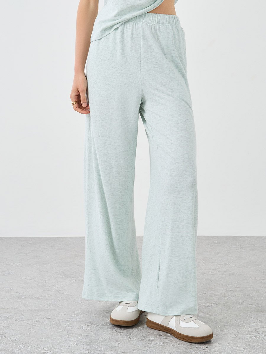 Melange Sleeveless Top and Wide Leg Pants Co-Ords