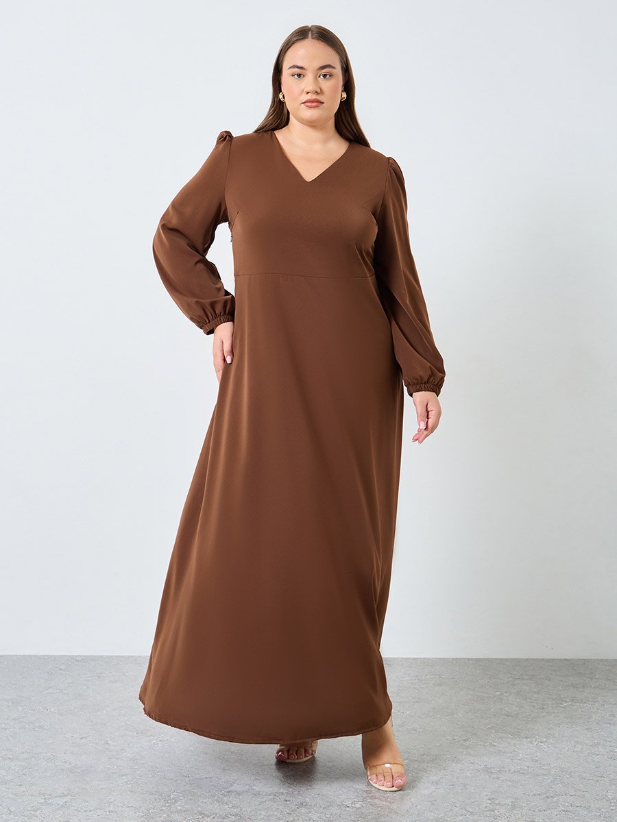 plus size brown maxi dress Elegant Plus Size Brown Maxi Dress