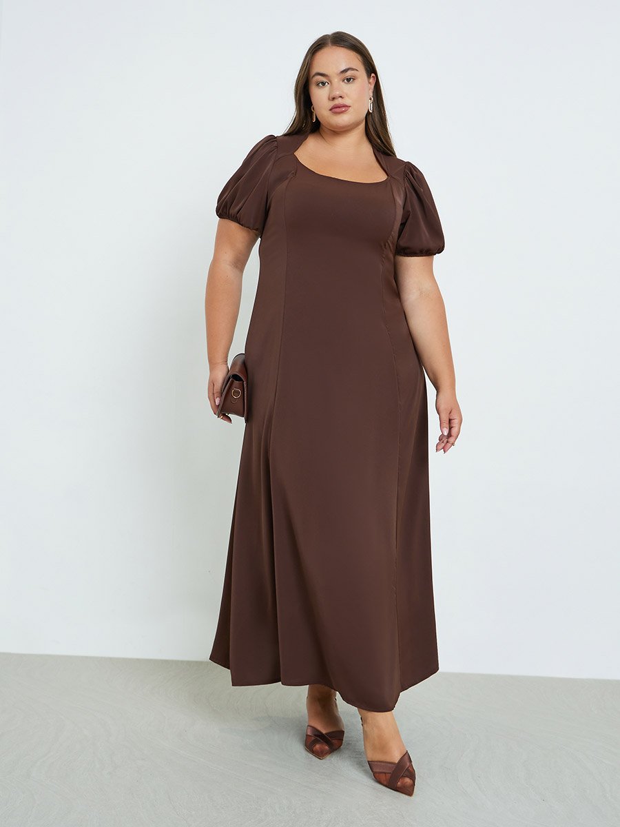 Plus Size Square Neck Maxi Dress