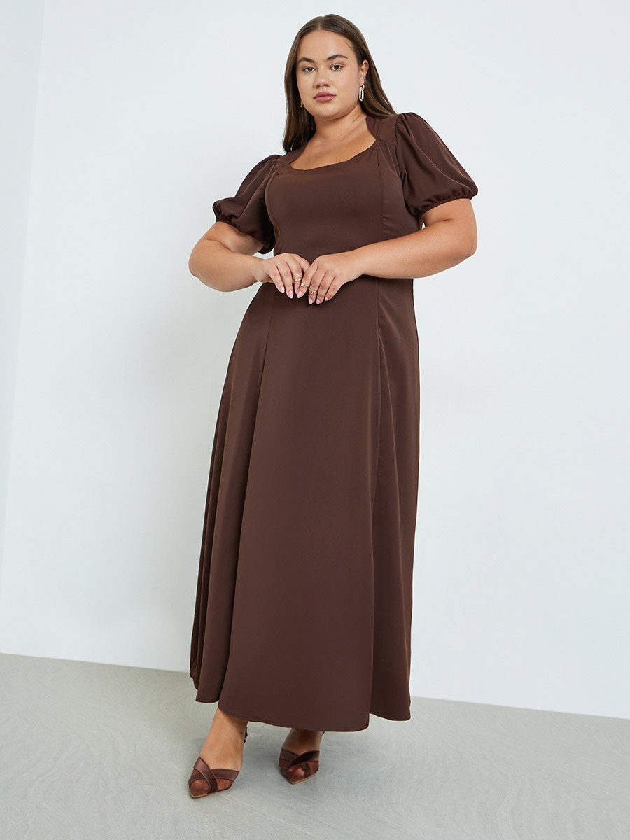 Plus Size Square Neck Maxi Dress