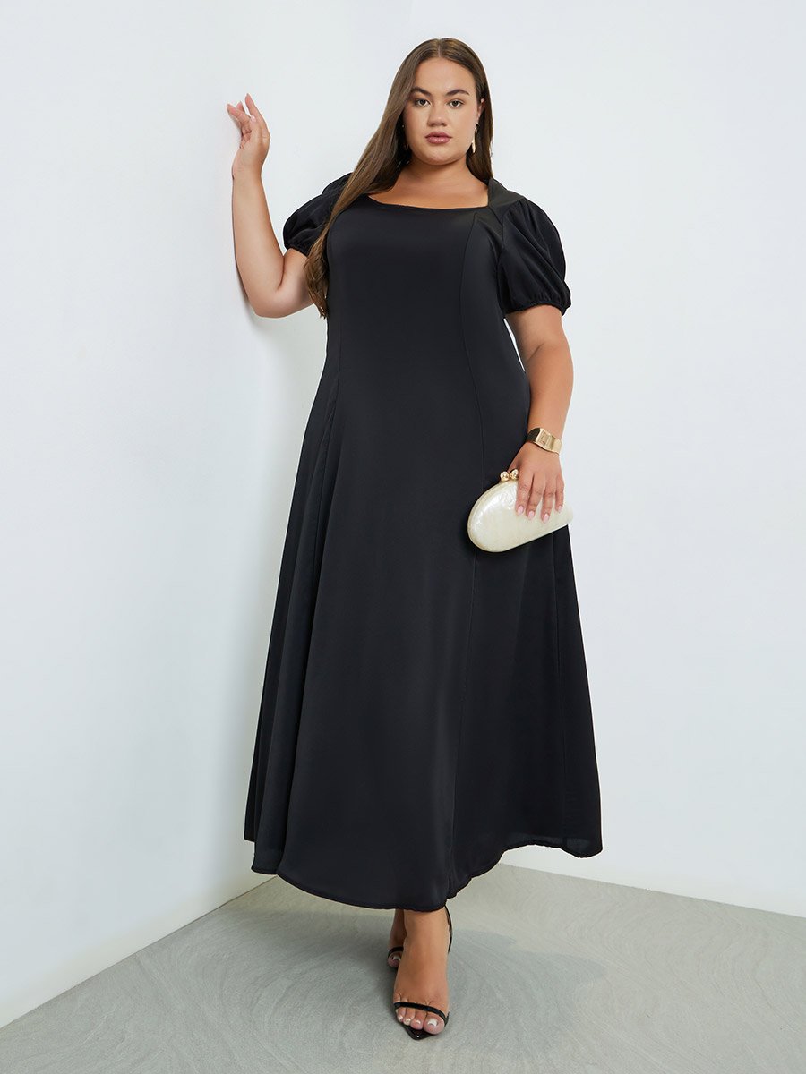 Plus Size Square Neck Maxi Dress