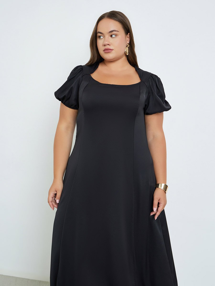 Plus Size Square Neck Maxi Dress