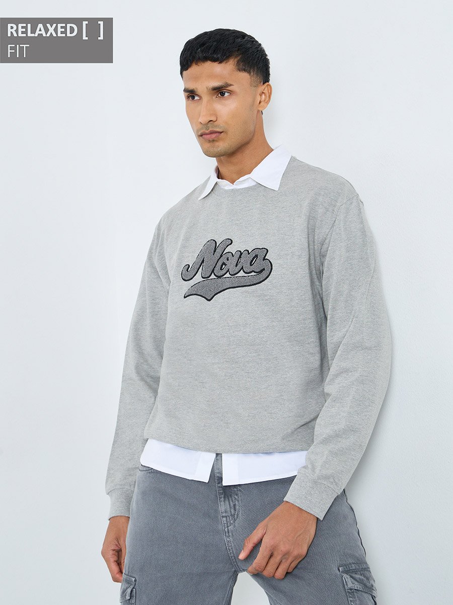 Towel Embroidery Relaxed Fit Terry Sweatshirt