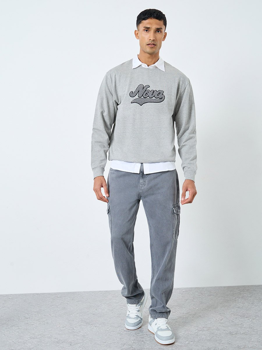 Towel Embroidery Relaxed Fit Terry Sweatshirt