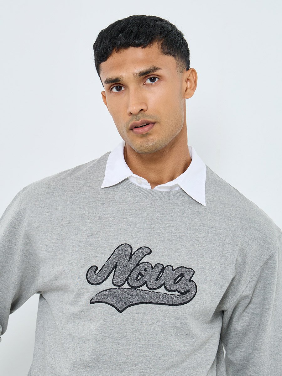 Towel Embroidery Relaxed Fit Terry Sweatshirt