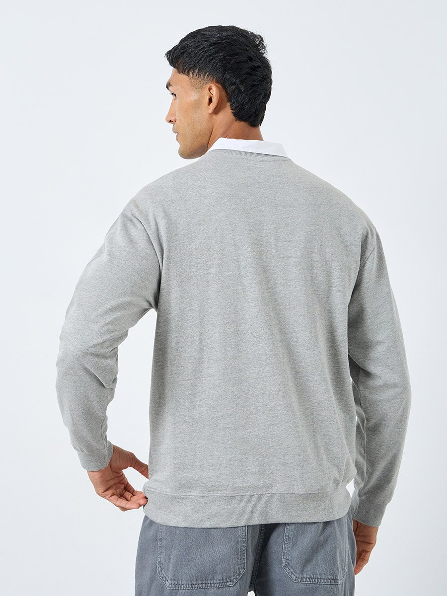 Towel Embroidery Relaxed Fit Terry Sweatshirt