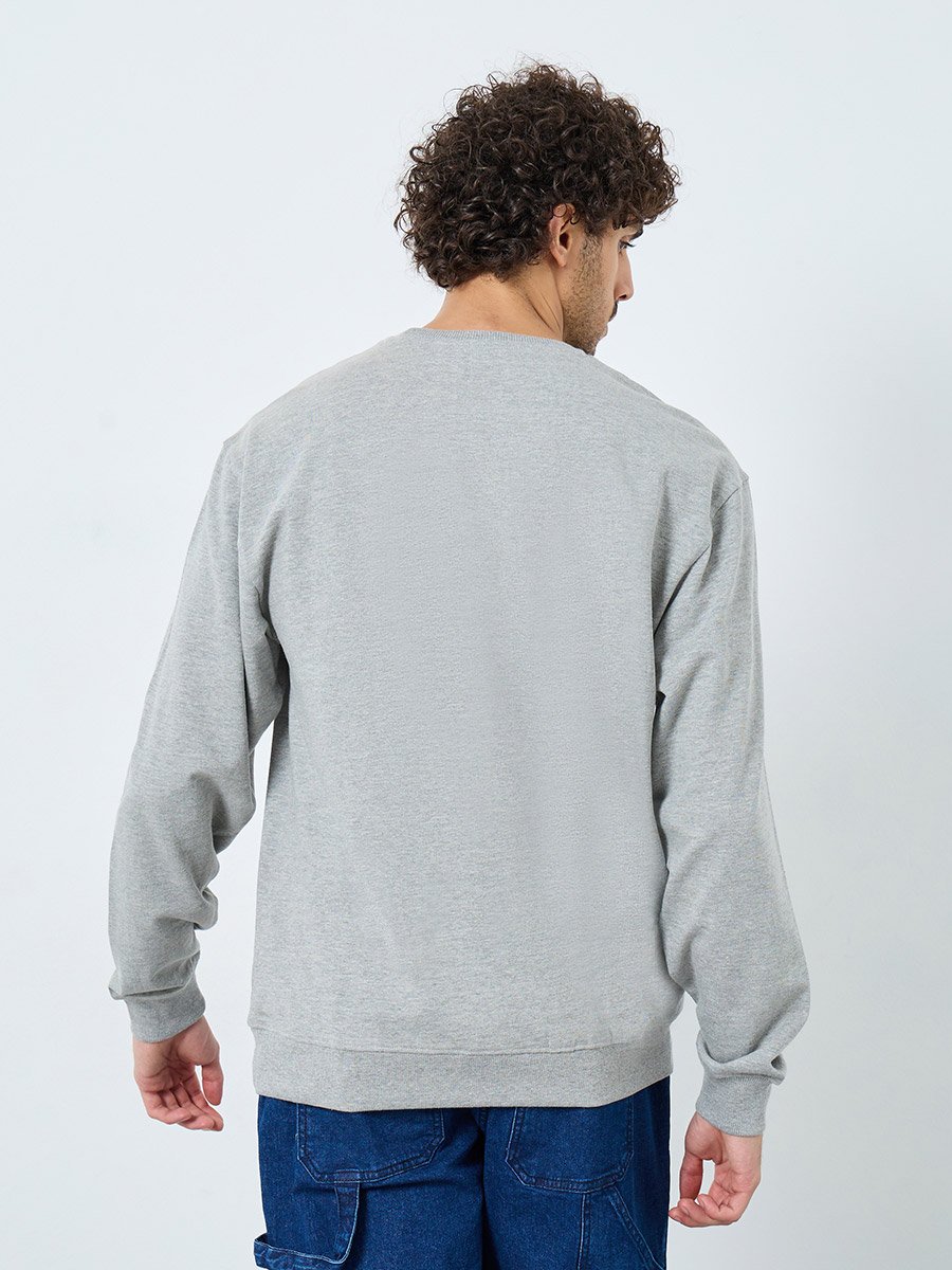 Grey Embroidered Slogan Relaxed Fit Sweatshirt
