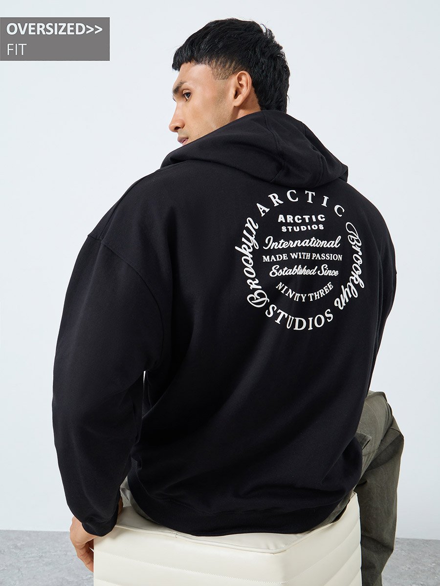 Men Oversized Heavy Fleece Hoodie with HD Print