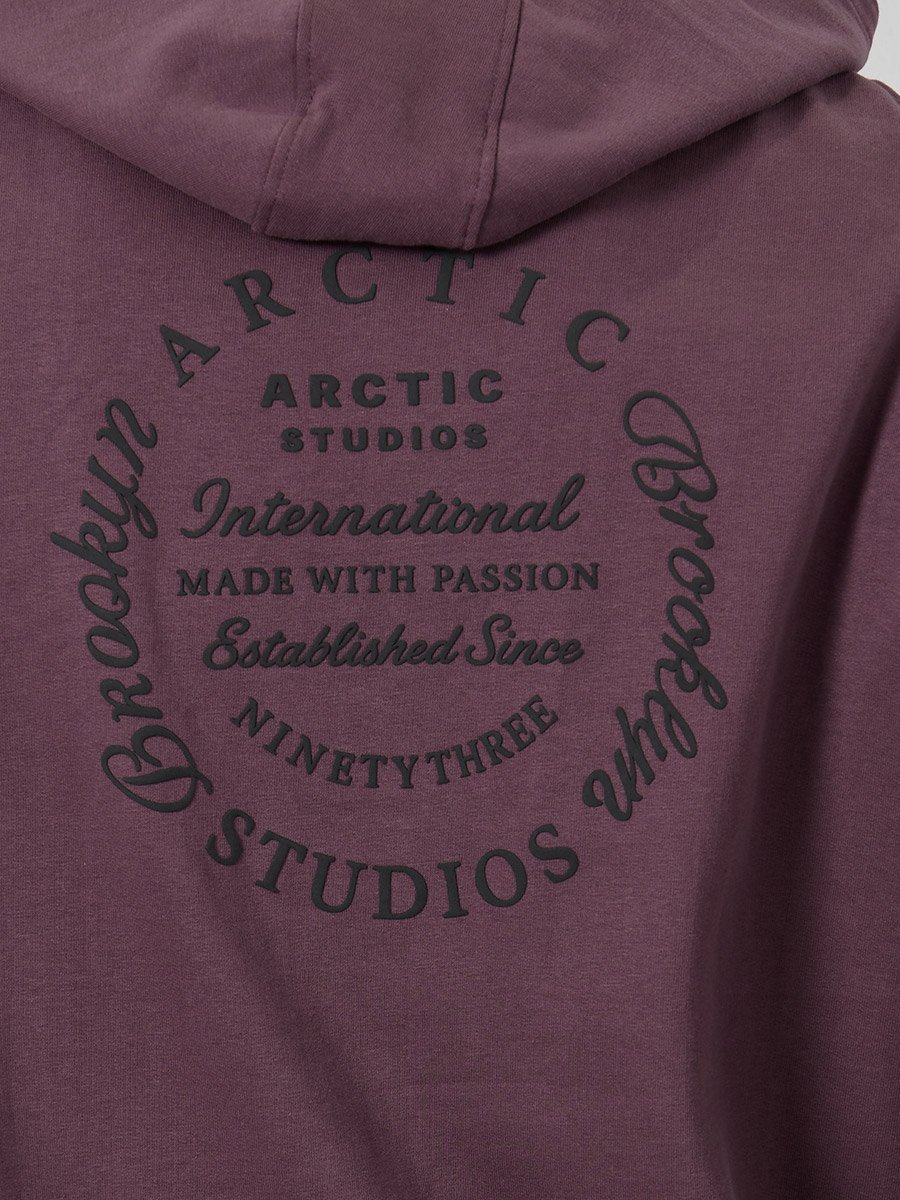 Men Purple Printed Pullover Hoodie