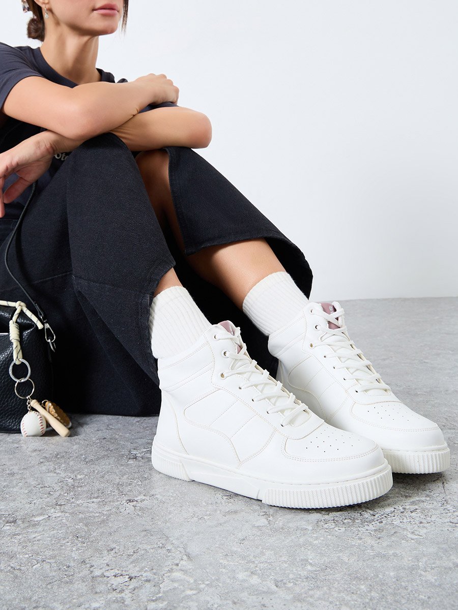 White High-Top Lace Up Sneakers