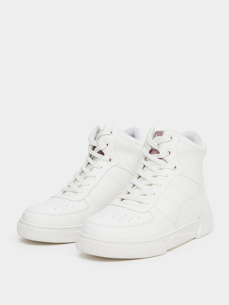White High-Top Lace Up Sneakers