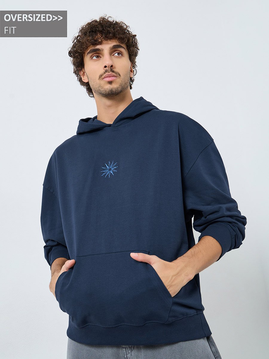 Oversized Terry Hoodie with Embroidery Detail