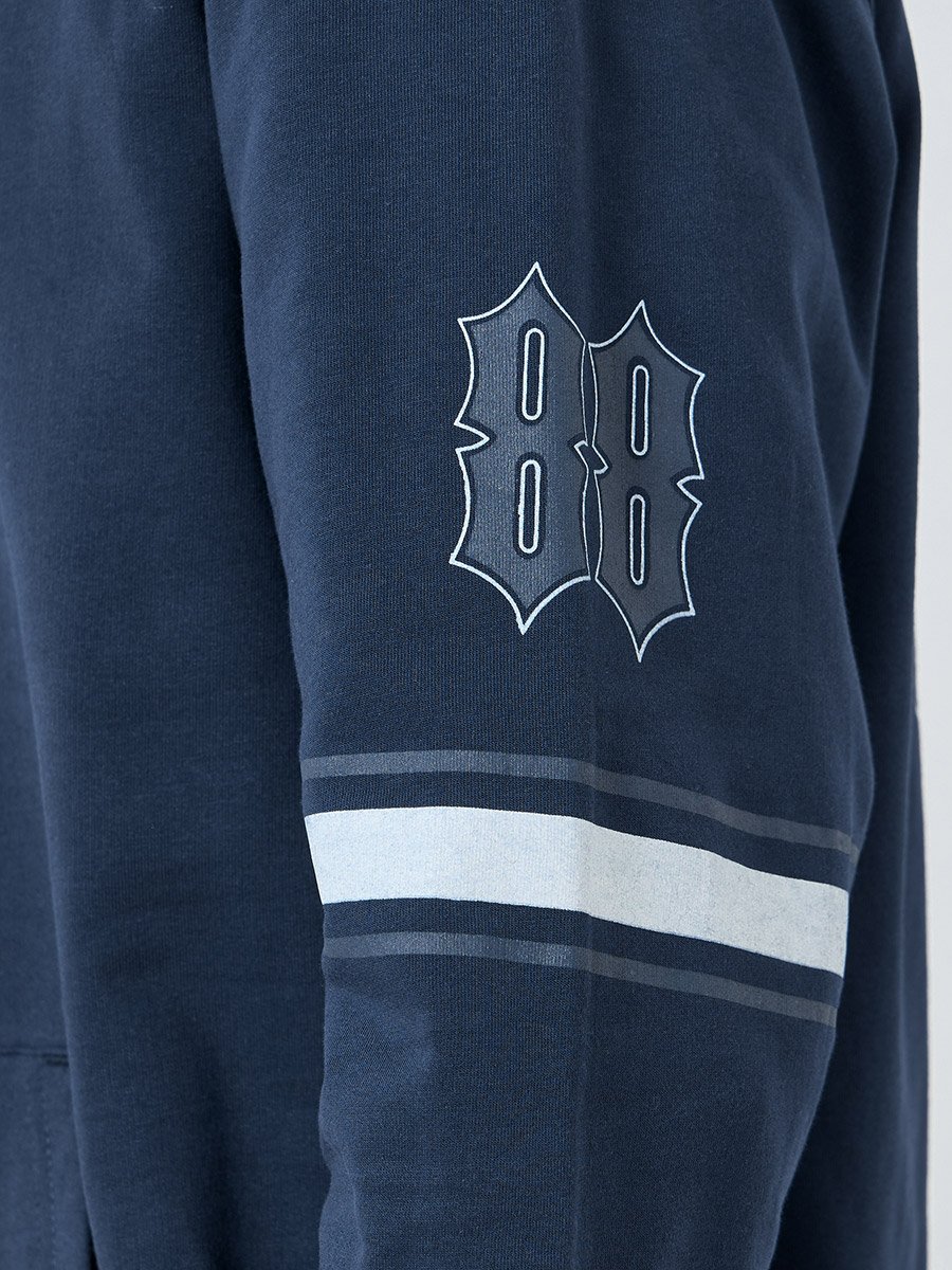 Relaxed Fit Varsity Fleece Hoodie with Chest Print
