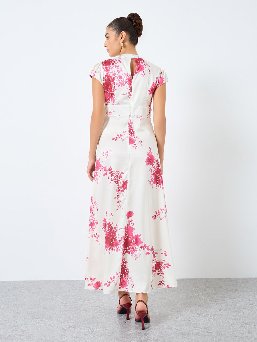 All-Over Print V-Neck Wrap Maxi Dress
