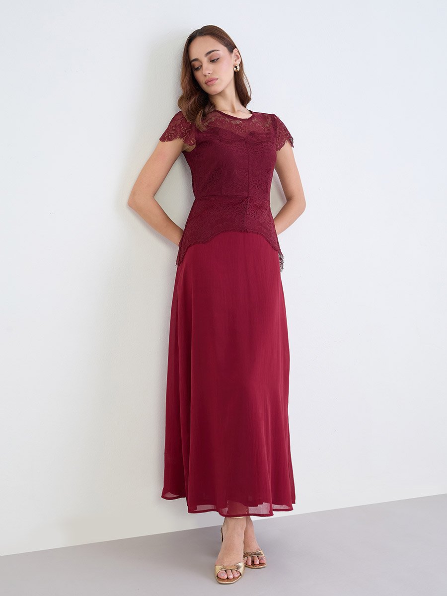 sachin and babi light blue dress Wine Red Vintage Capped Sleeve Rose Lace Pencil Wiggle Dress – Pretty Kitty  Fashion main image 0